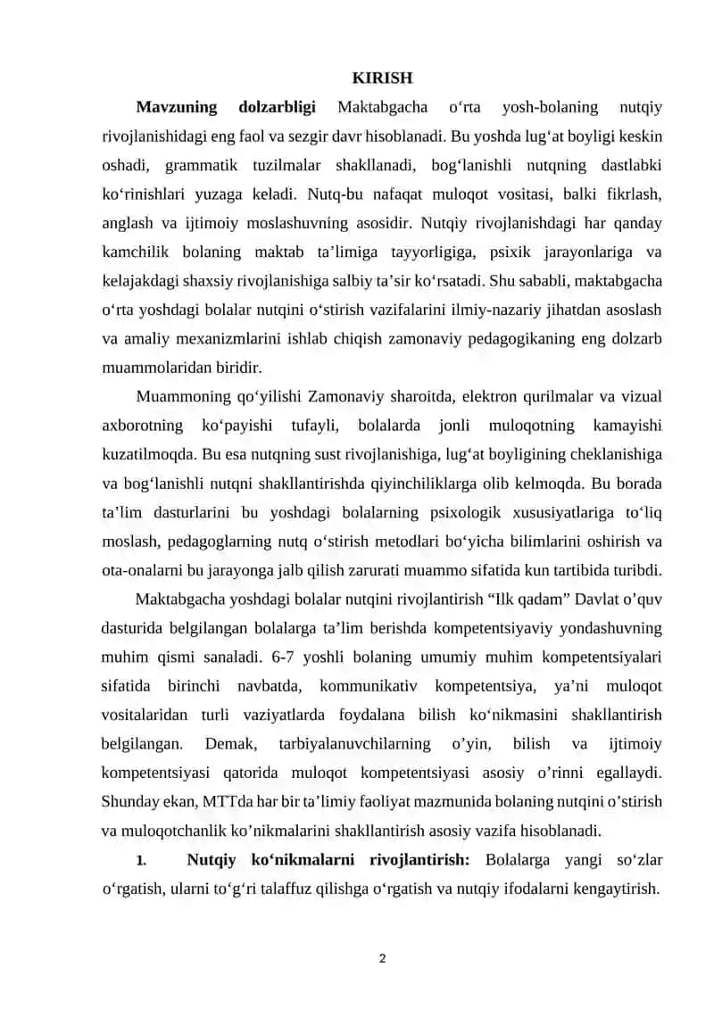 Maktabgacha O‘rta Yoshdagi Bolalar Nutqini O‘stirish Vazifalari 2