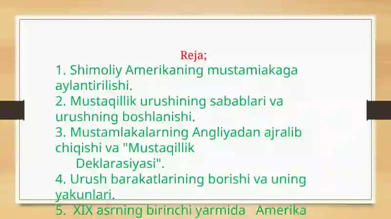 XVII asr o`rtalari va XIX asrlarda AQSH 2