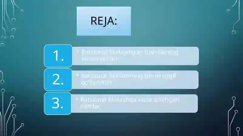 Ratsional fikrlaydigan tizimlar 2