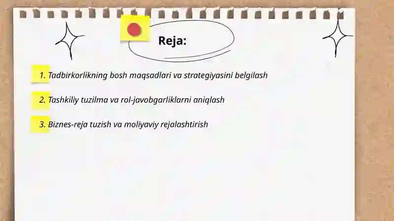Tadbirkorlikni boshqarishni tashkil etish 2