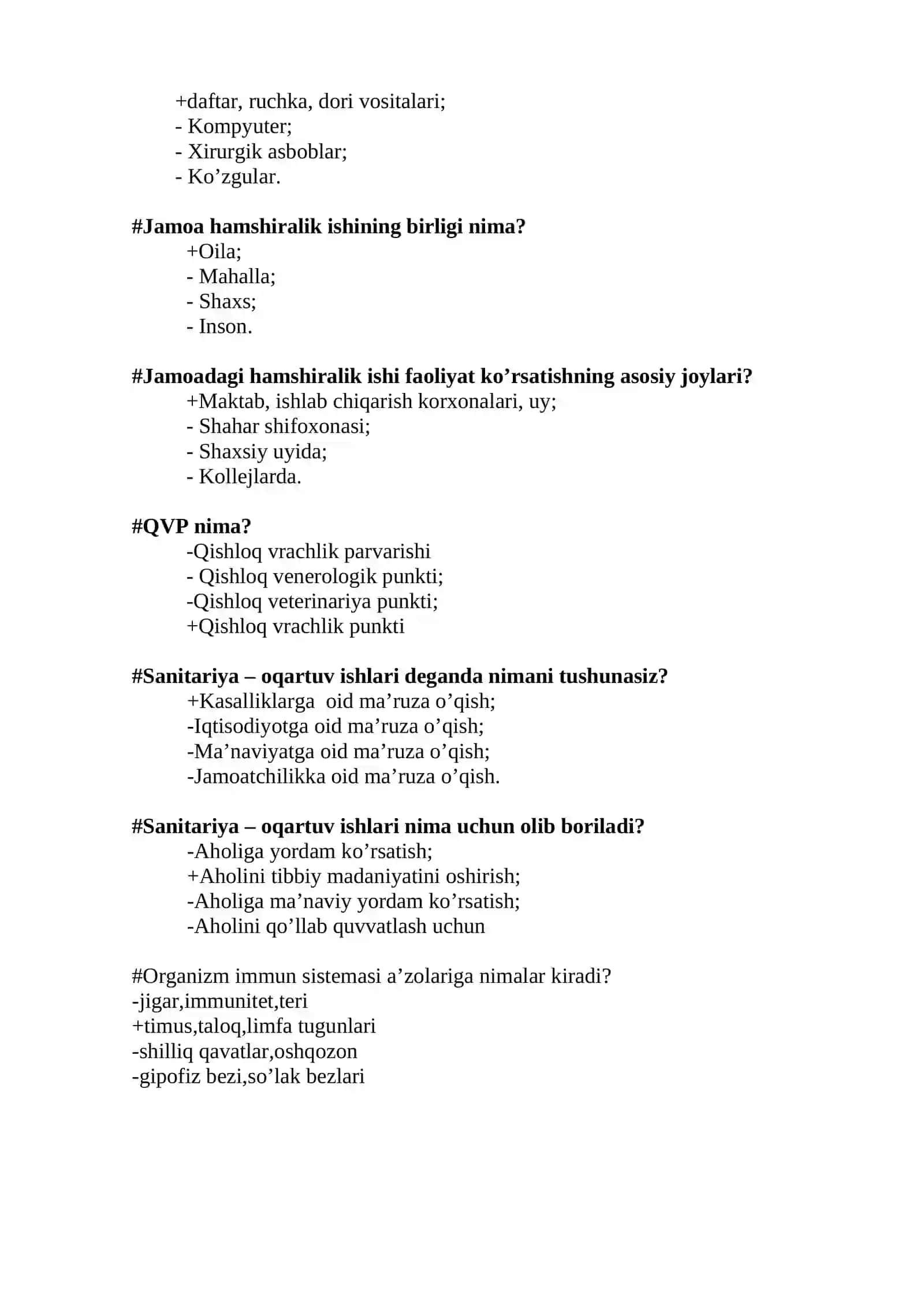Jamoa hamshirasining vazifasi 2