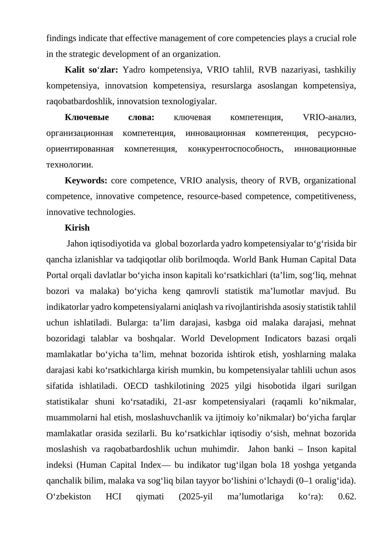 YADRO KOMPETENSIYALARNI ANIQLASH VA RIVOJLANTIRISH 2