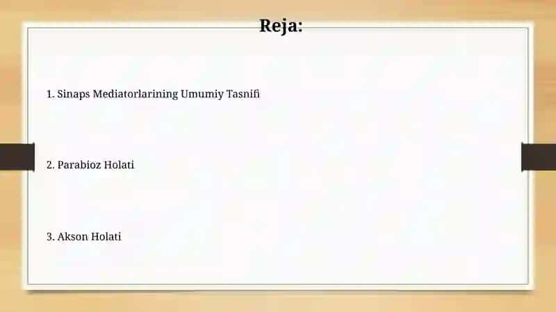 Sinaps Mediatorlarining Umumiy Tasnifi 2