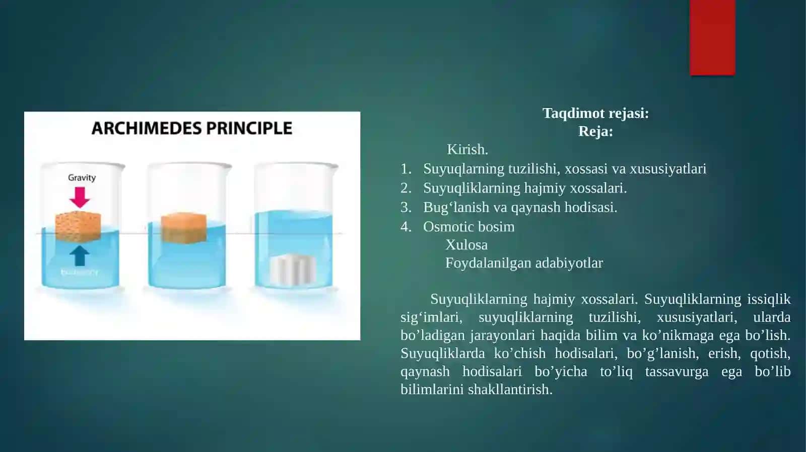 Suyuqliklarning bug‘lanish va qaynash. Osmotik bosim 2