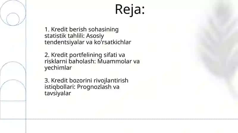 Kredit berish sohasining statistik tahlili 2