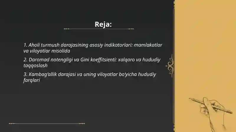 Aholi turmush darajasini statistik o‘rganish 2
