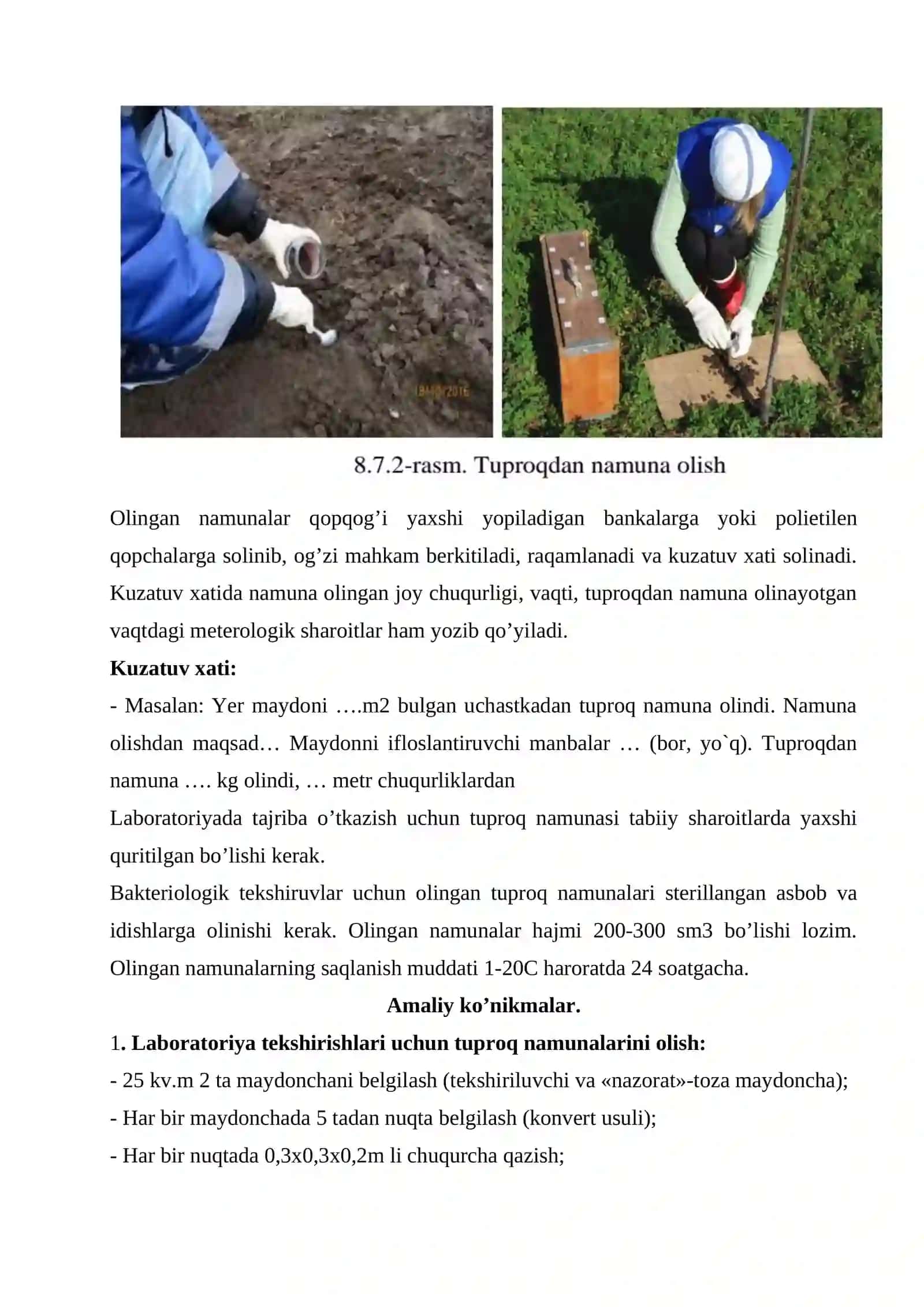 Tuproqdan namuna olish 2