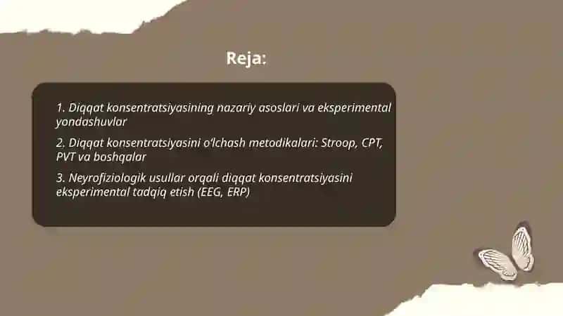 Diqqat konstratsiyasini ekspremental õrganish 2