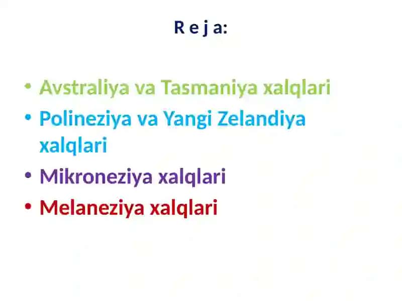 AVSTRALIYA VA OKEANIYAXALQLARI 2