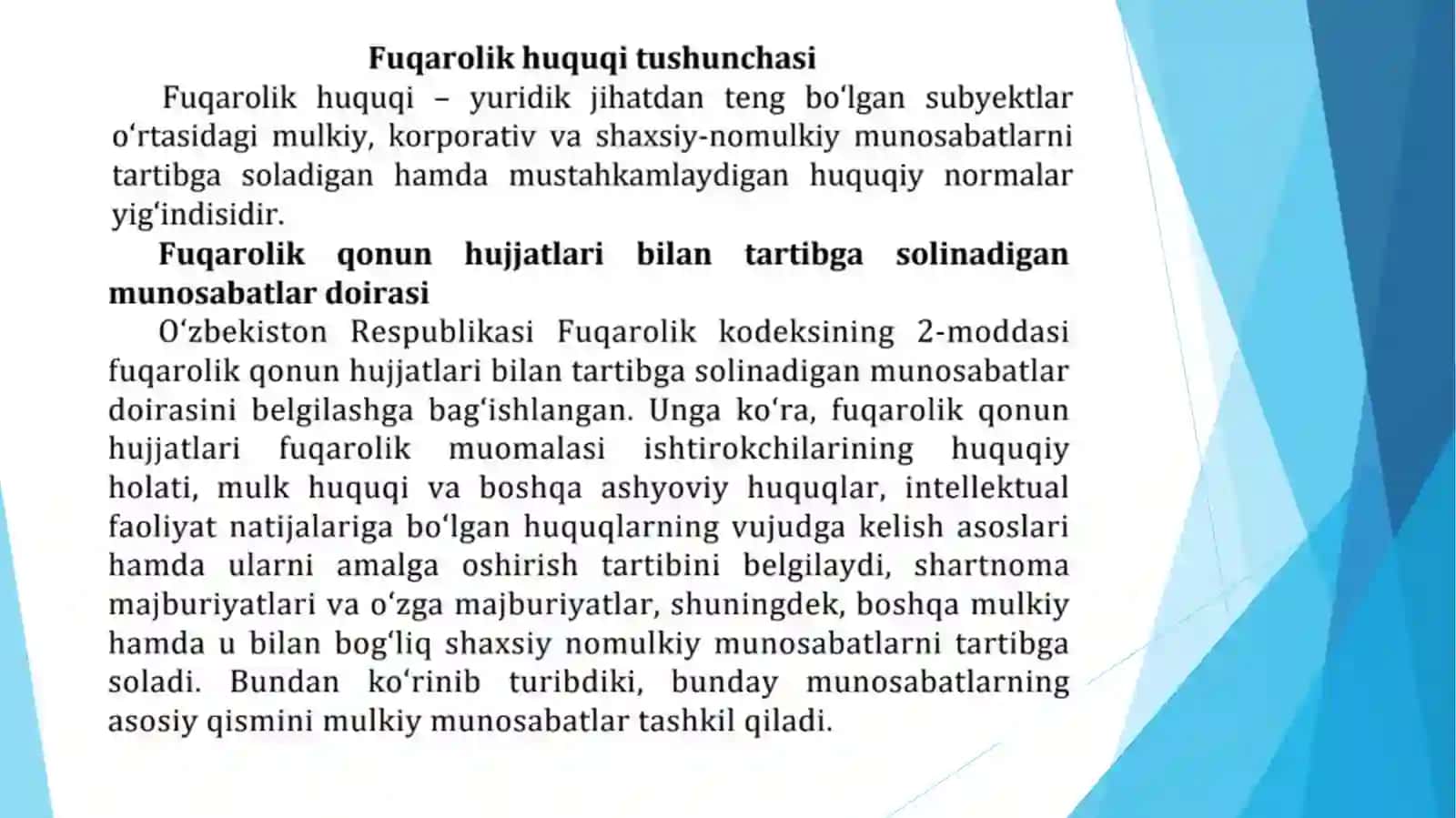 Fuqarolik huquqi tushunchasi 2