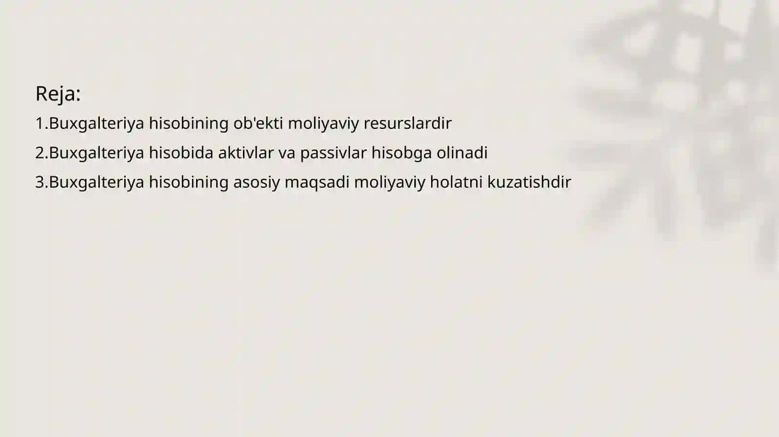 Buxgalteriya hisobining ob'ekti 2