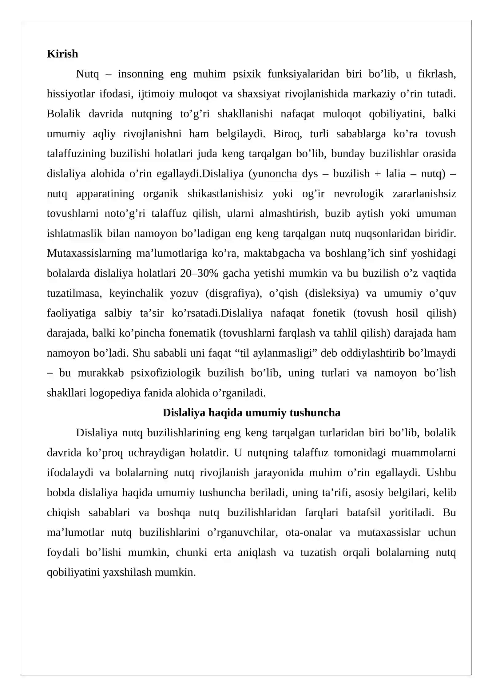 Dislaliya turlari va uning namoyon bo’lish shakllari 2