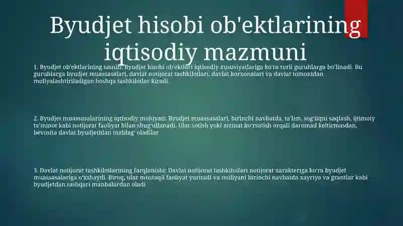 Budjet Hisobi Obyektlarining Iqtisodiy Mazmuni 2