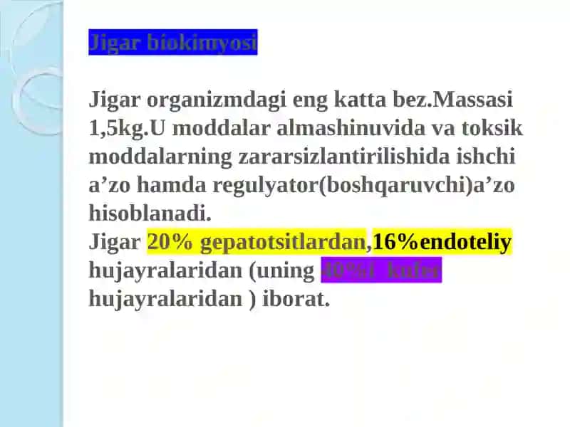 Jigarda garmonlarning zararsizlantirilishi, klinik ahamiyati 2