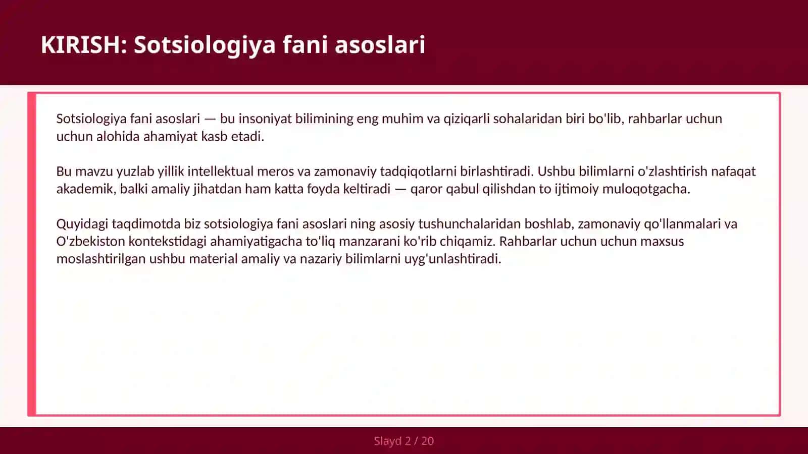 Sotsiologiya fani asoslari 2