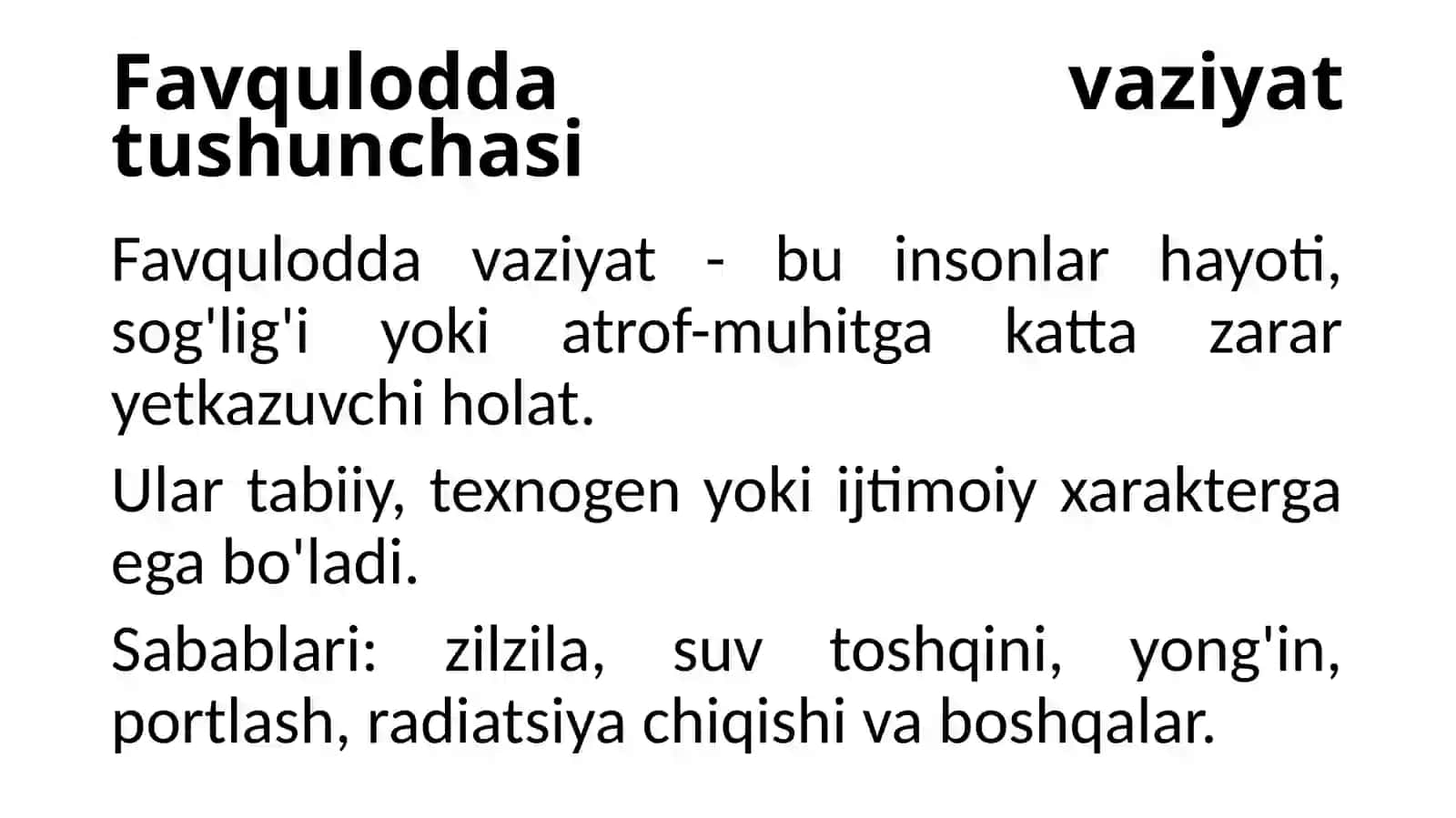 Favqulotda vaziyatlarni baholash 2