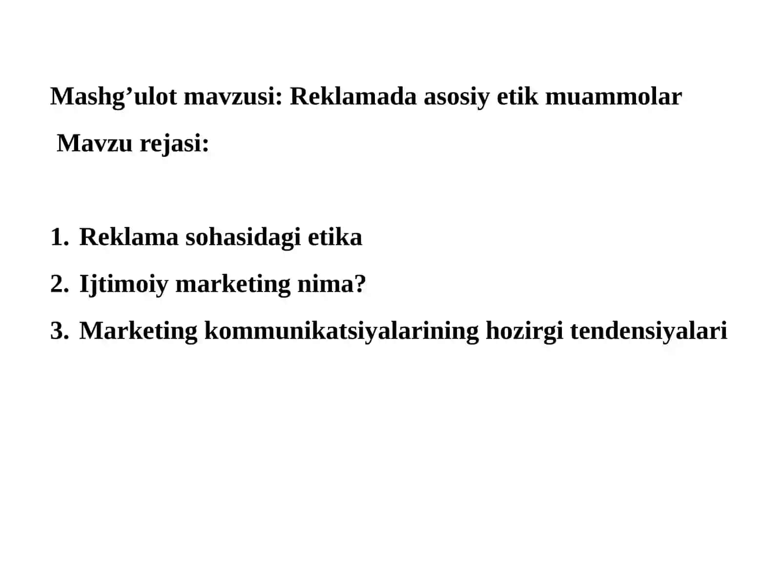 Reklamada asosiy etika muammolar 2
