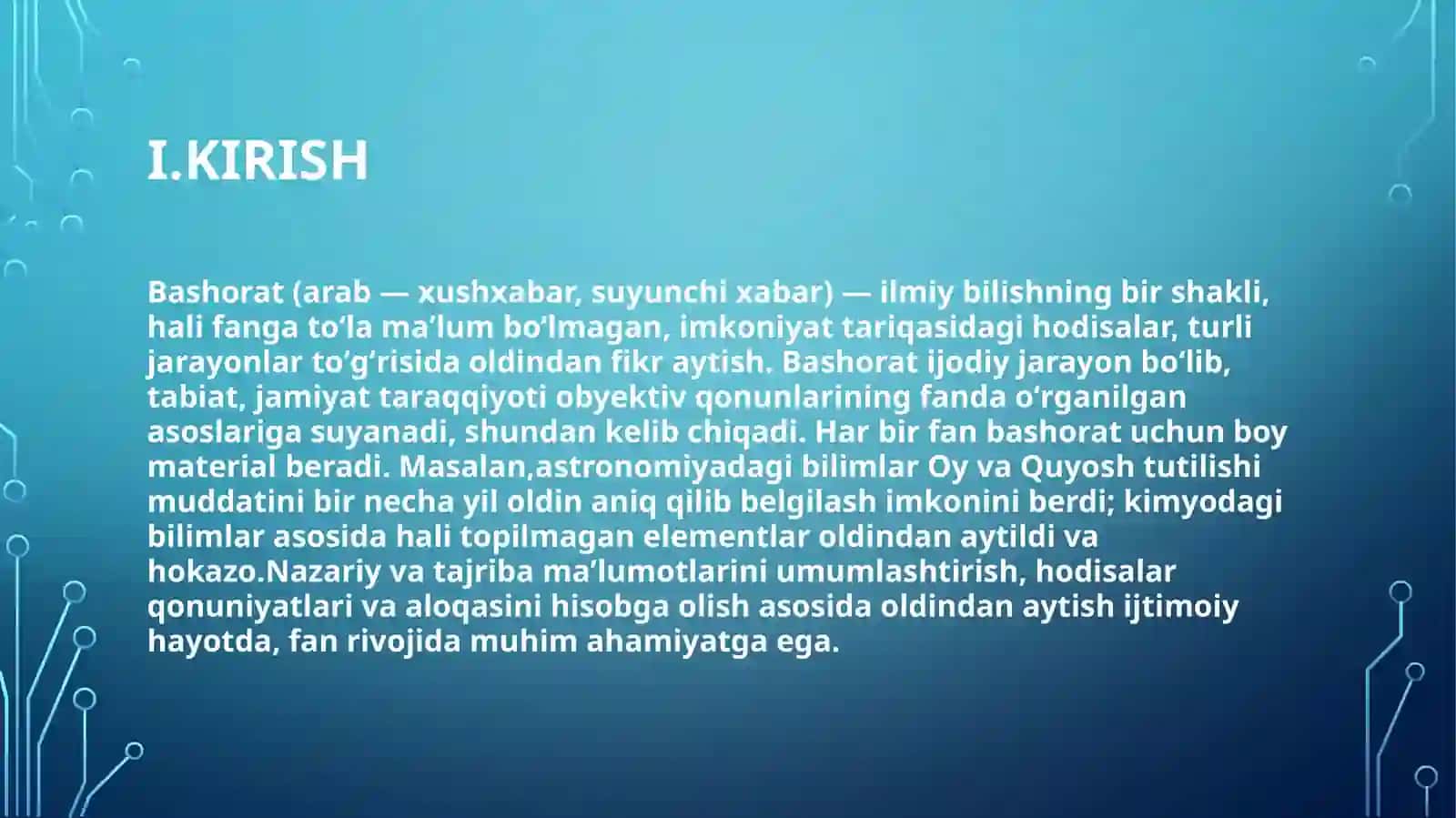 Bashorat tushunchasi va uning turlari 2