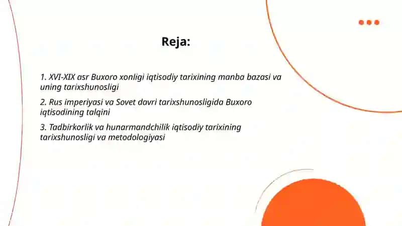 XVI-XIX asr Buxoro xonligi (amirligi) iqtisodiy tarixining tarixshunosligi 2