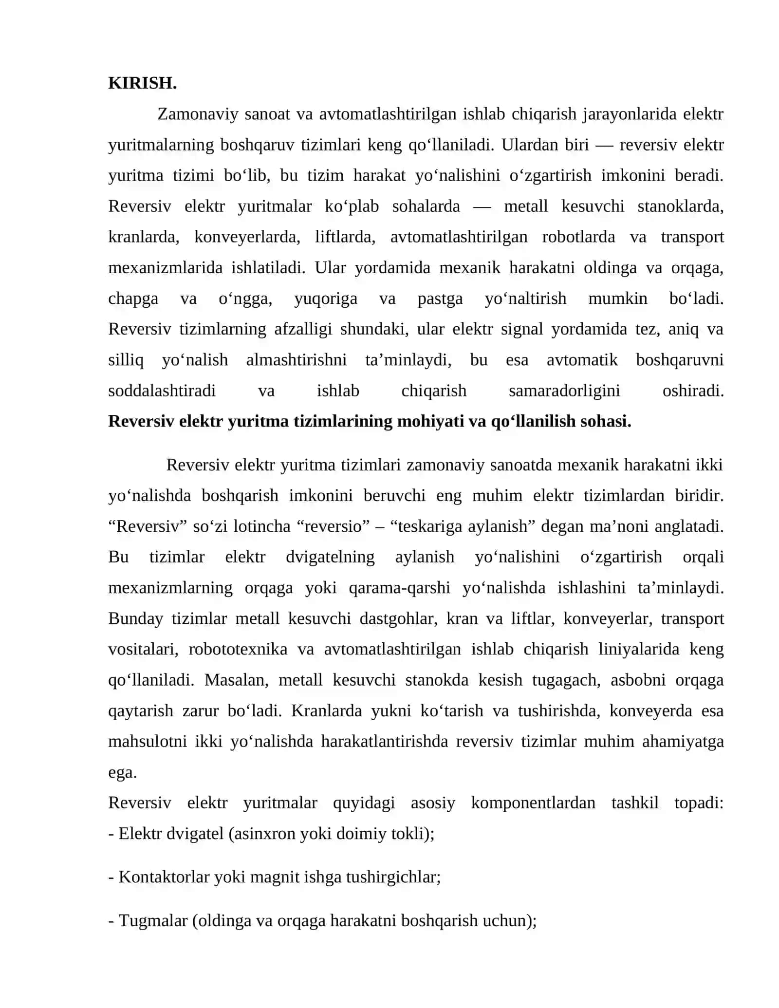 Reversiv elektr yuritma tizimlari 2