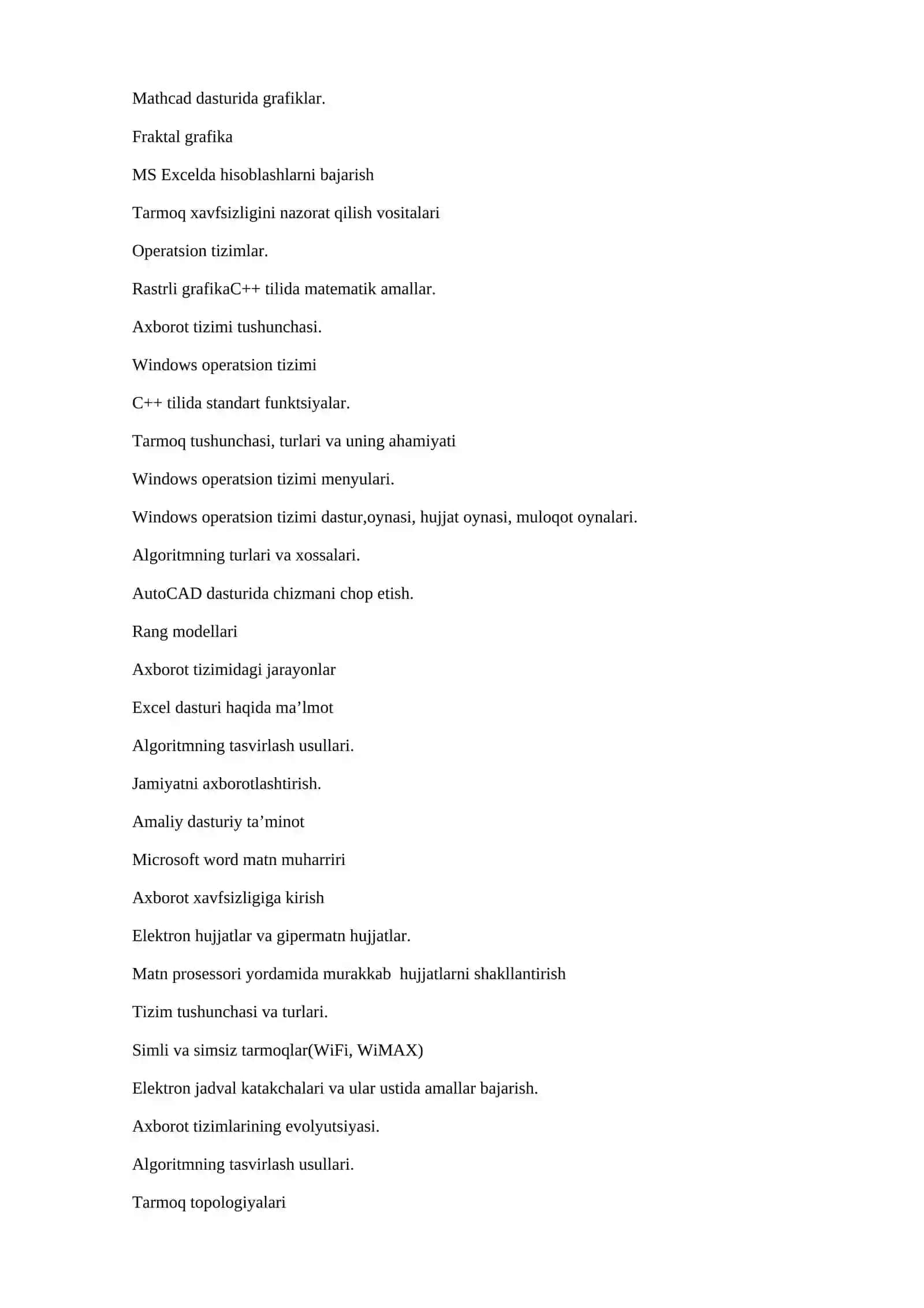 "Sohada axborot texnologiyalari" faniga kirish 2