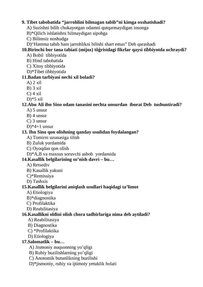 STOMATOLOGIYA TEST SAVOLLARI 2
