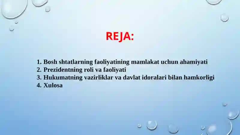 Fransiya bosh shtatlarining faoliyati (TAQDIMOT) 2