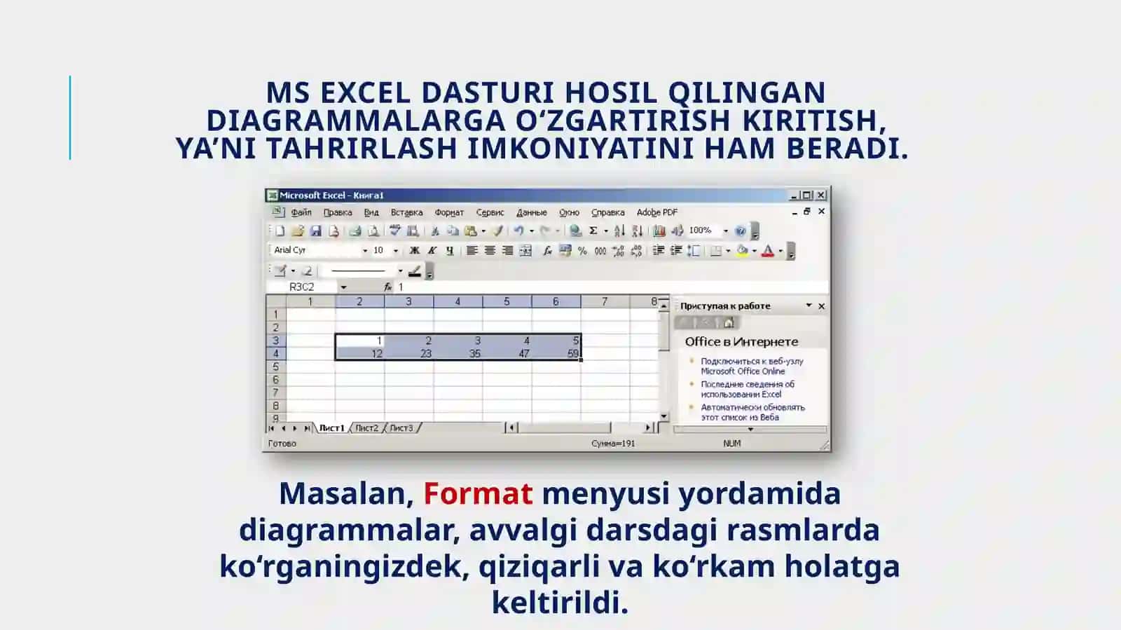 EXELDADiagrammavagrafiklarnitahrirlash 2