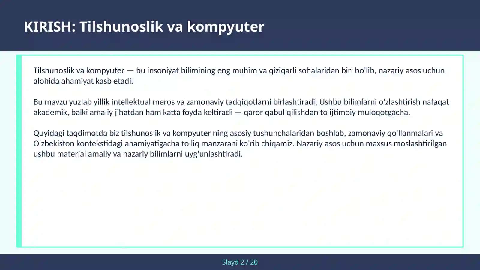 Tilshunoslik va kompyuter 2
