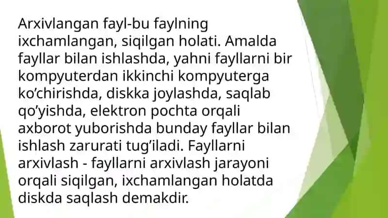 Fayllarni arxivlash va arxiv fayllarni ochish 2