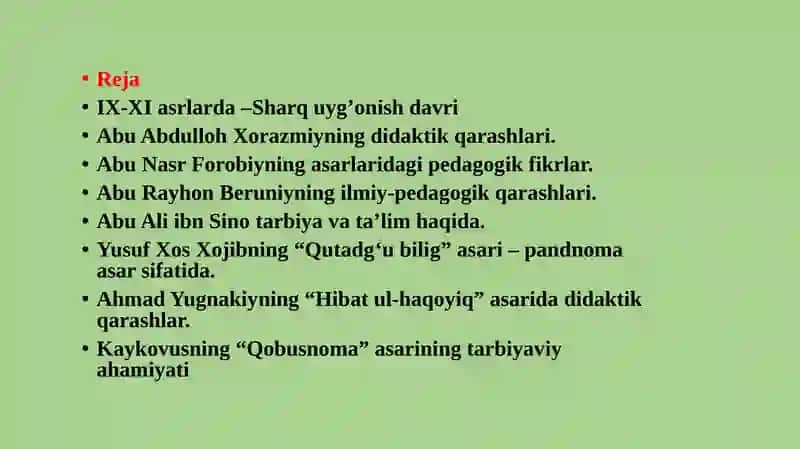 SHARQ UYG’ONISH DAVRIDA PEDAGOGIK FIKRLARNING RIVOJLANISHI 2