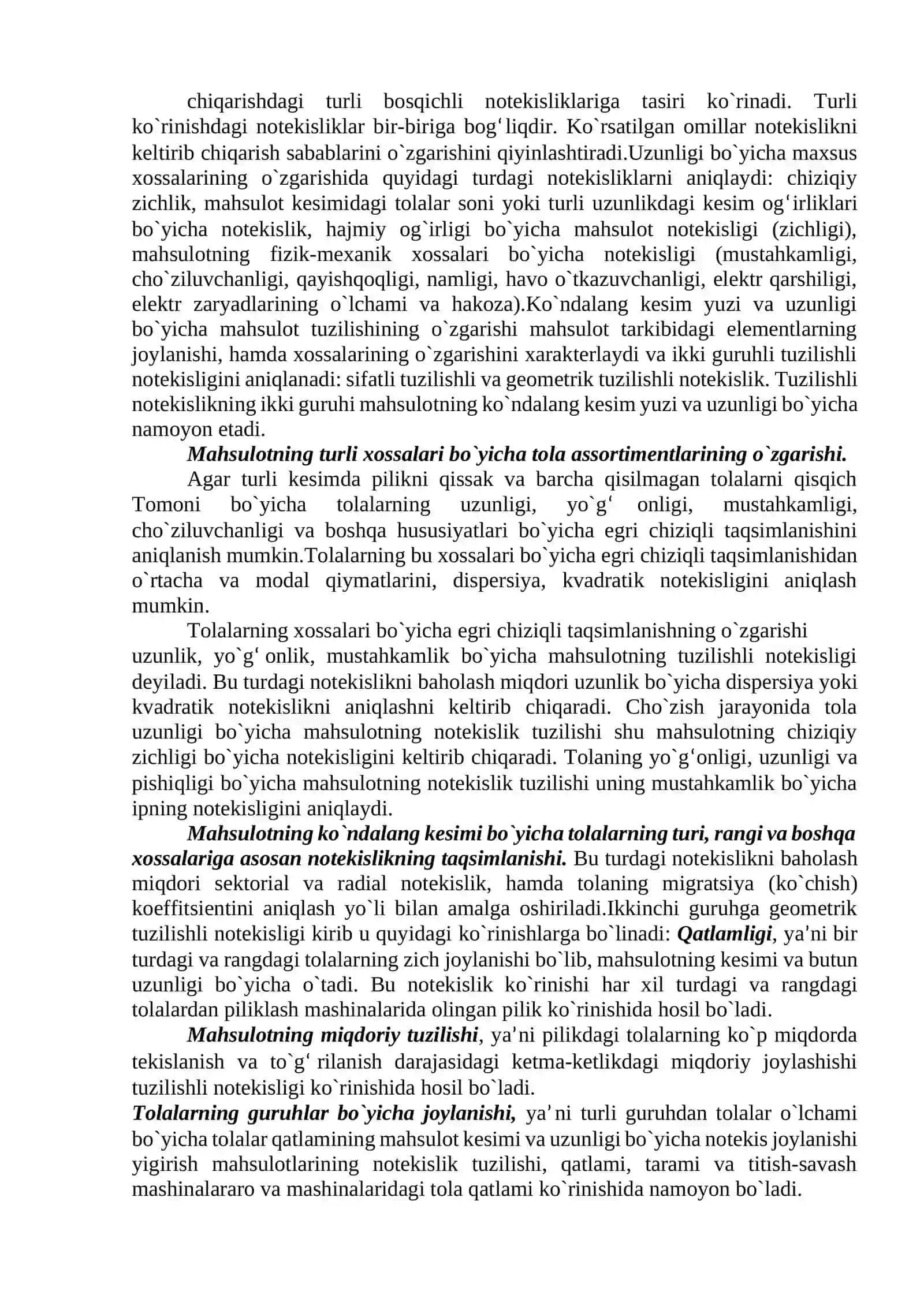 Yigirish korxonasida notekislikni nazorat qilish 2