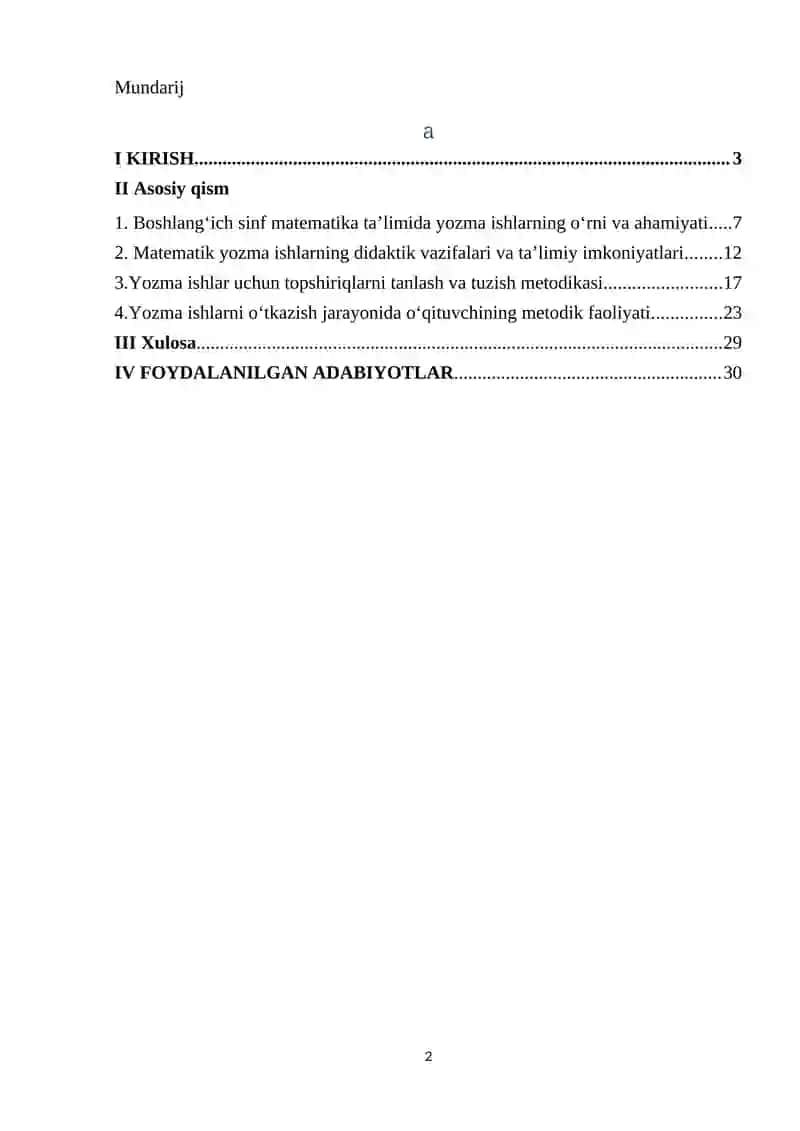 Matematikadan yozma ishlarni tashkil etish metodikasi 2