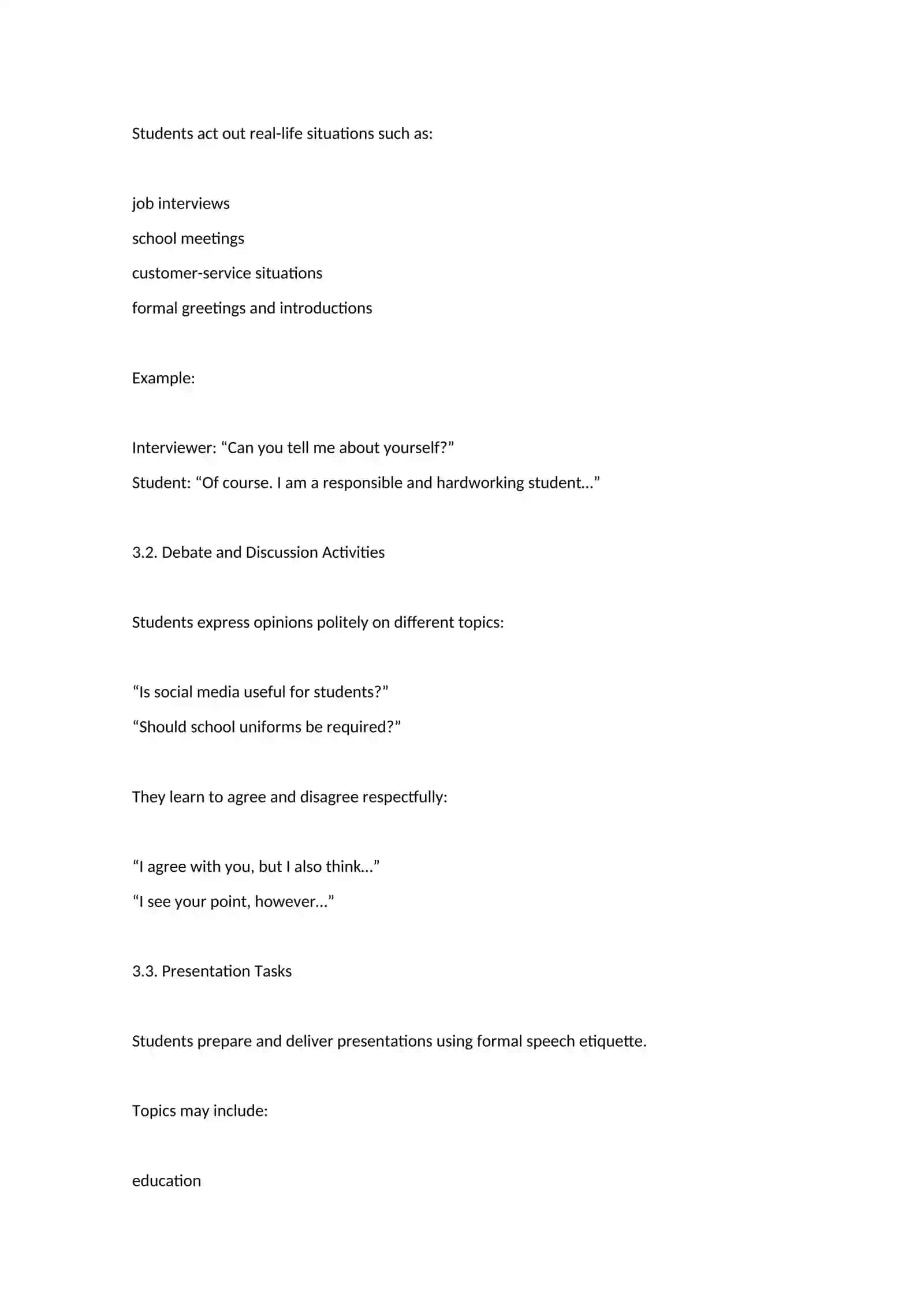 The System of Activities for Learning English Speech Etiquette for High School Students 2