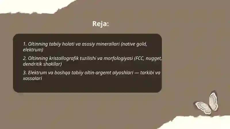 Oltin tabiiy birikmalari 2