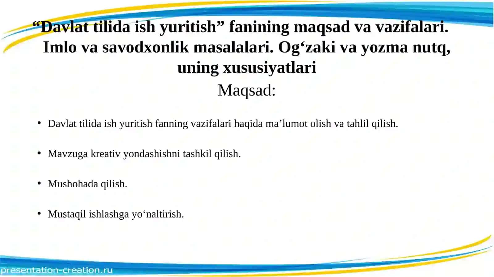 DAVLAT TILIDA ISH YURITISH 2