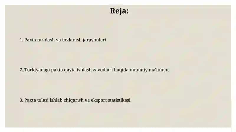 Turkiya paxta tozalash korxonalari 2