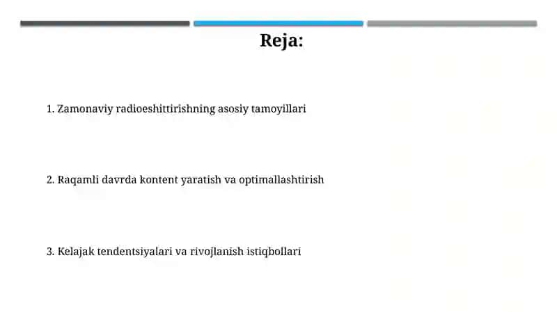 Zamonaviy radioeshittirishning asosiy tamoyillari 2