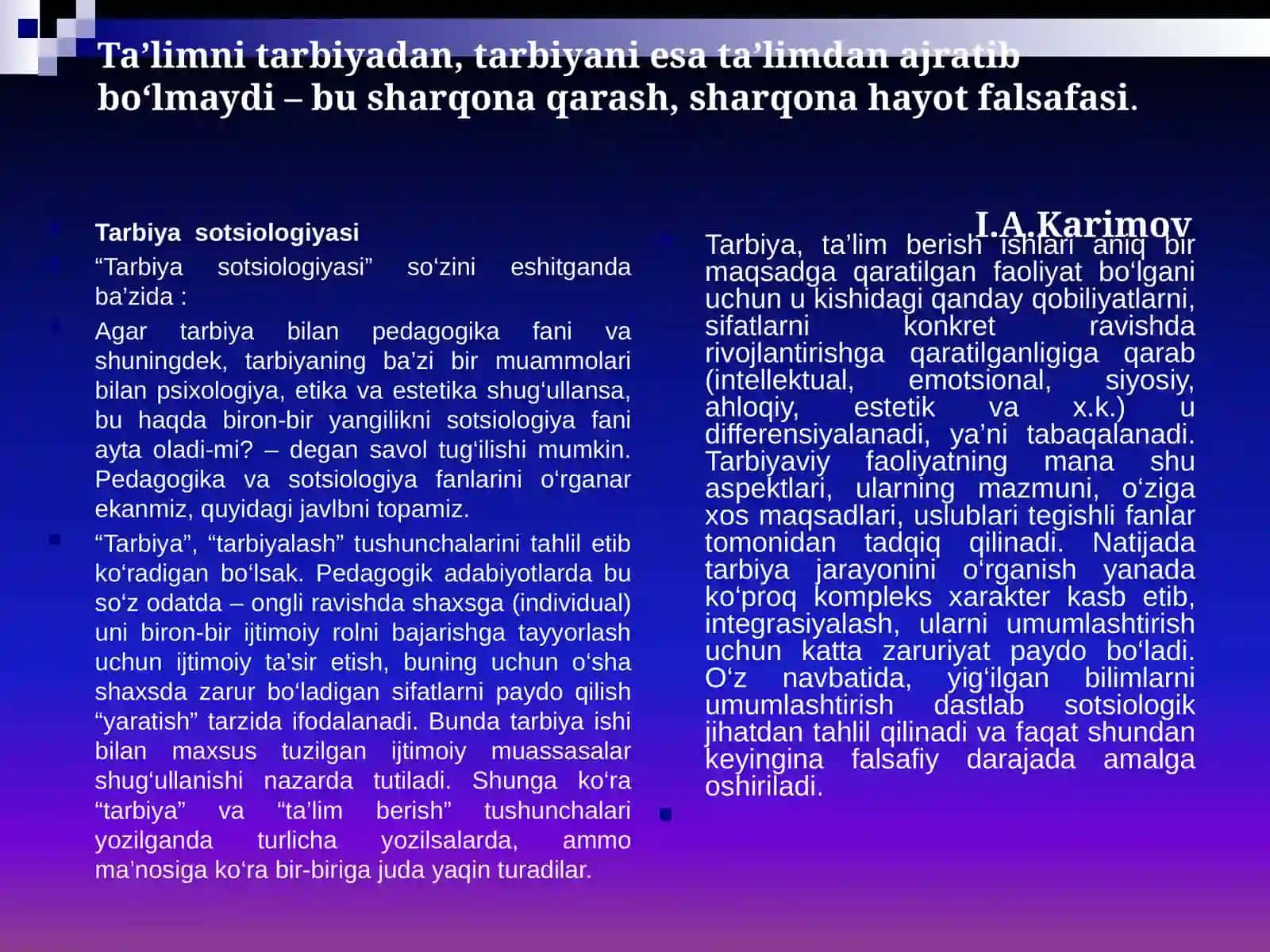 Tarbiya jarayonining mazmuni va vazifalari 2