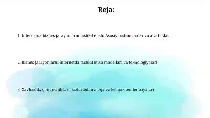 Internetda biznes-jarayonlarni tashkil etish 2