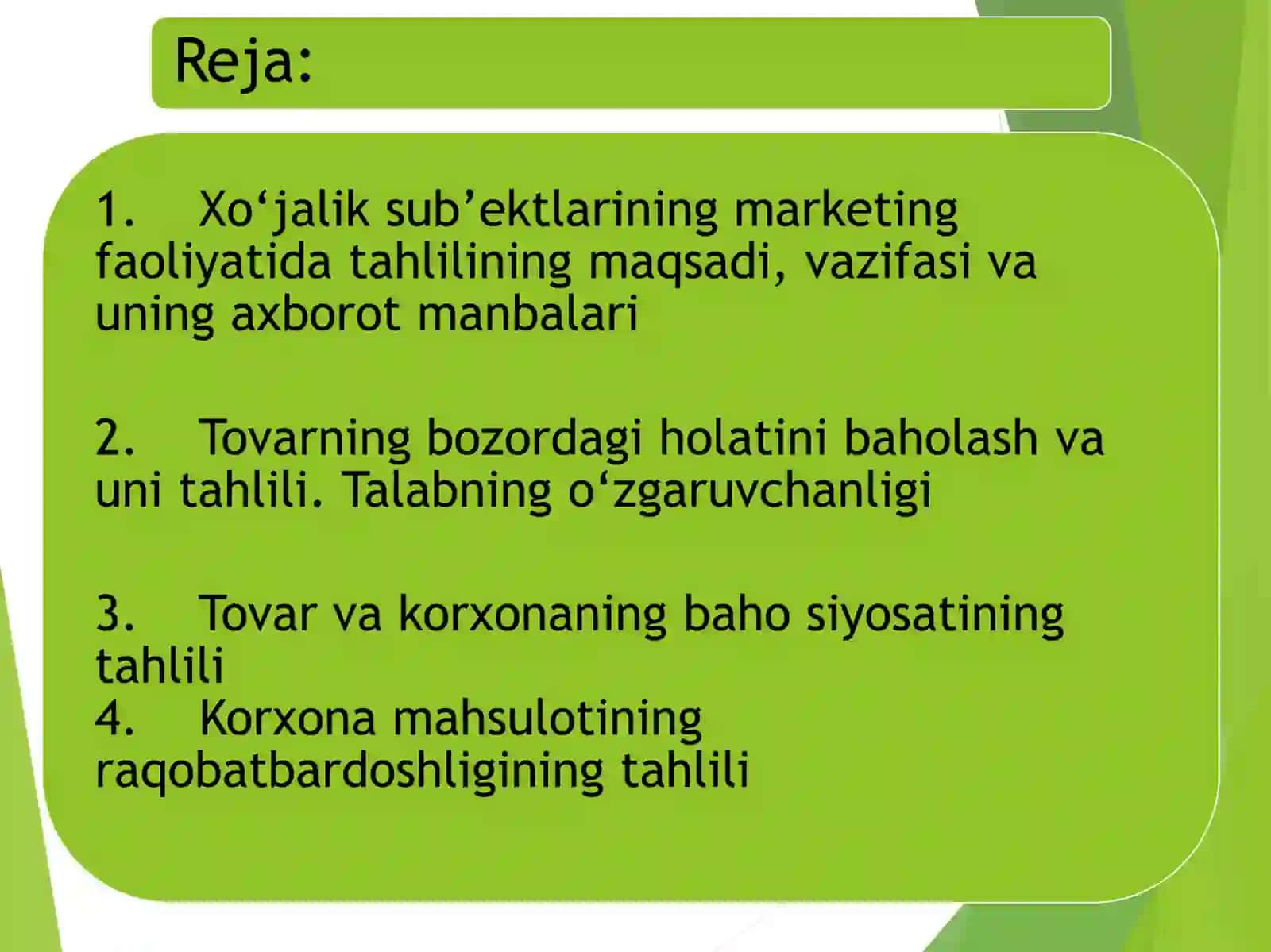 Xo‘jalik sub’ektlarining marketing faoliyati 2