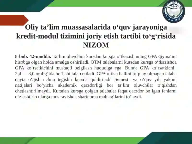 KREDIT-MODUL TIZIMI 2