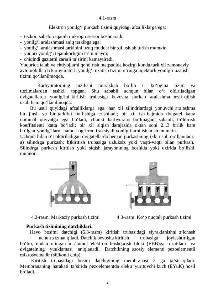 Benzinli dvigatellarning ta’minlash tizimi 2