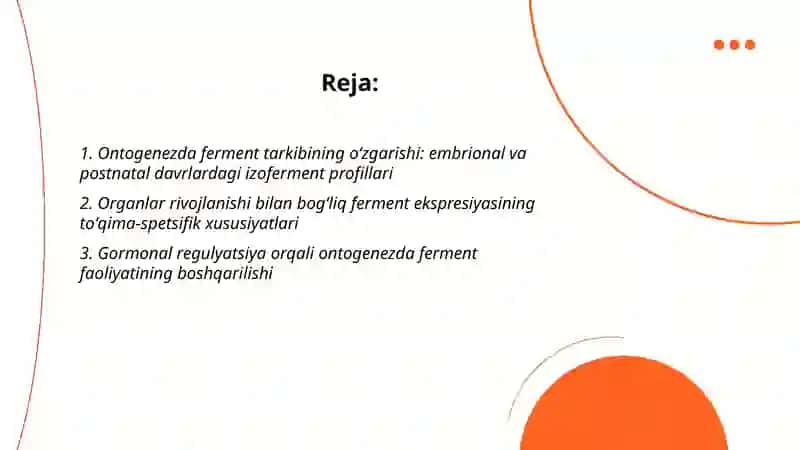 Ontogenezda ferment tarkibining oʻzgarishi 2