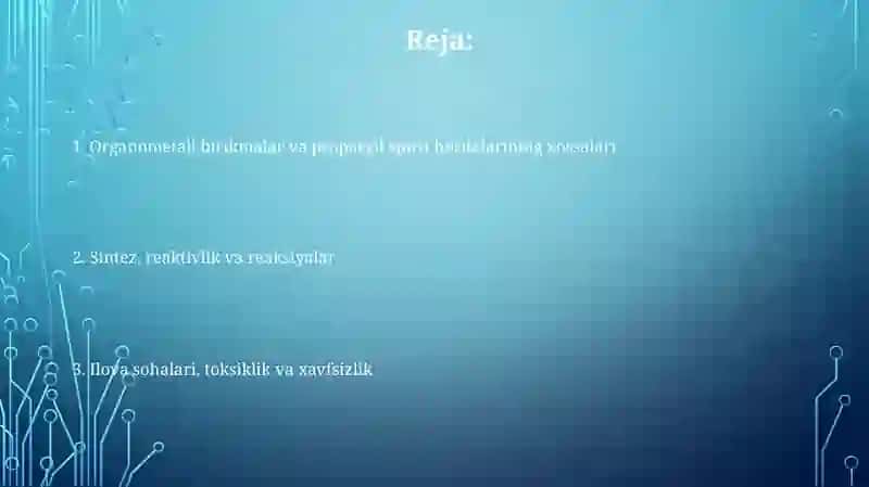 Metallorganik birikmalar va propargil spirti 2