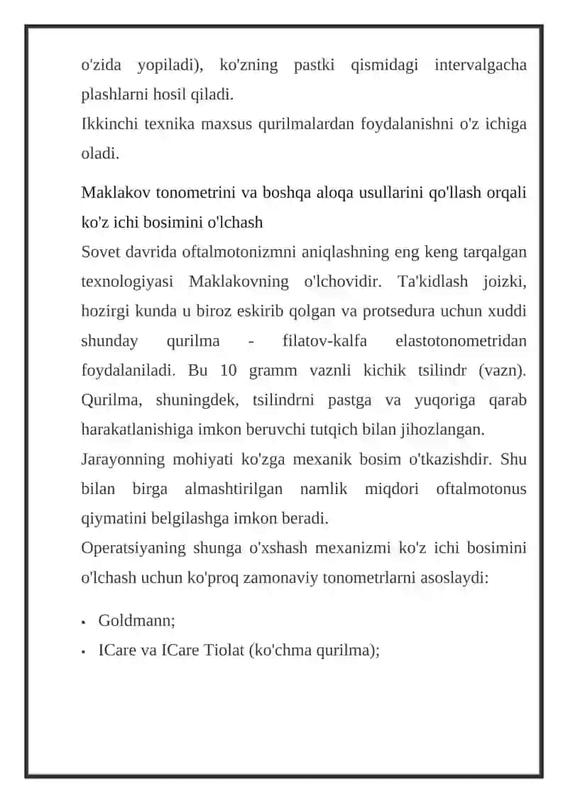 Ko'z ichi bosimini o'lchash 2