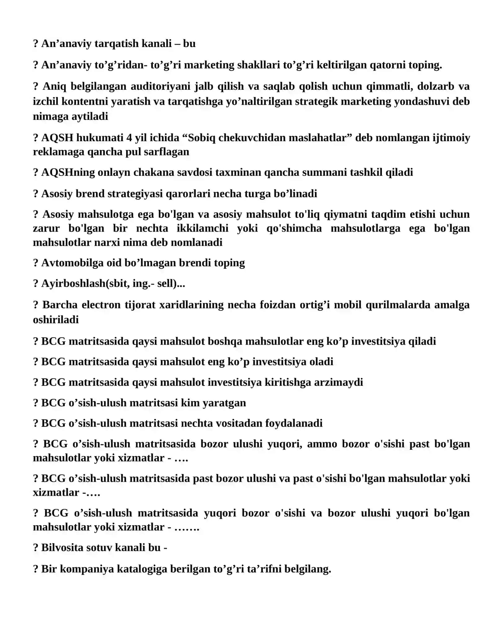 Marketing asoslari (Principles of Marketing) 2