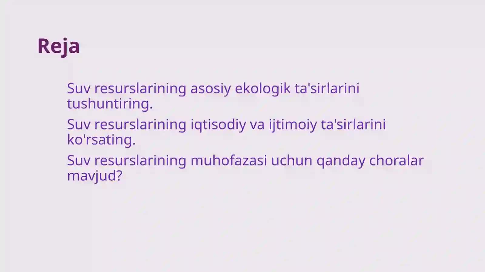 Suv resurslari ta'sirini o'rganish 2