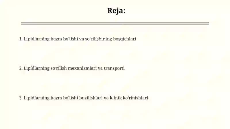 Lipidlarning hazm bo'lishi 2