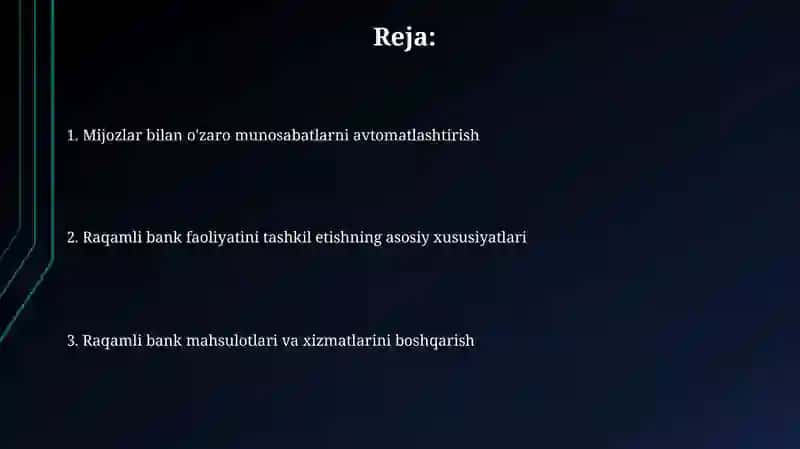 Raqamli bank faoliyatini tashkil etish xususiyatlari 2